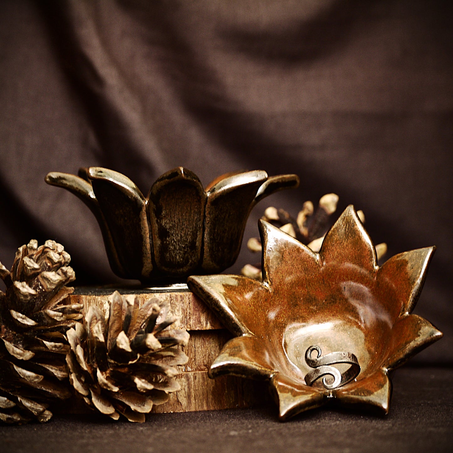 Autumn Flower Tealight Holders (Set of 2)
