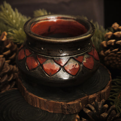 Red & Black Dragon Scale Cauldron Trinket Pot